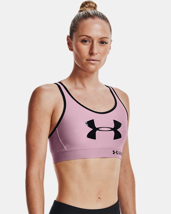 αθλητικα σουτιεν Under Armour Armour® Mid Keyhole Graphic γυναικεια μωβ ροζ / μαυρα | GZS4QkhePAe