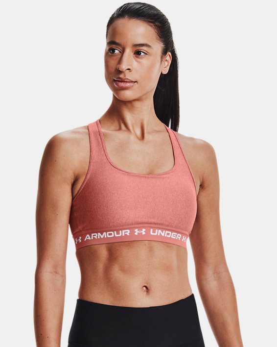 αθλητικα σουτιεν Under Armour Armour® Mid Crossback Heather γυναικεια ροζ ροζ | PrjxLzWA8dA