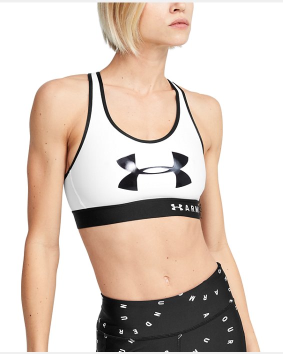 αθλητικα σουτιεν Under Armour Armour® Mid Keyhole Graphic γυναικεια ασπρα / μαυρα | dzuGOxu2HgN