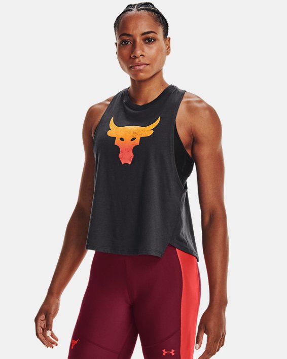 αμανικα μπλουζακια Under Armour Project Rock Bull γυναικεια γκρι / χρυσο χρωμα | PZJ8ODzGooO