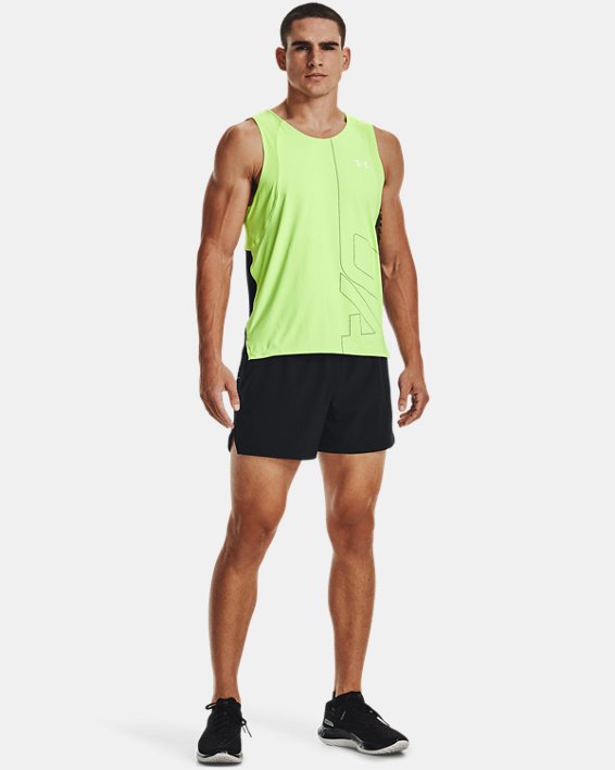 αμανικα μπλουζακια Under Armour UA Iso-Chill Run Brand Singlet ανδρικα ανοιχτο πρασινο / μαυρα | ZMs