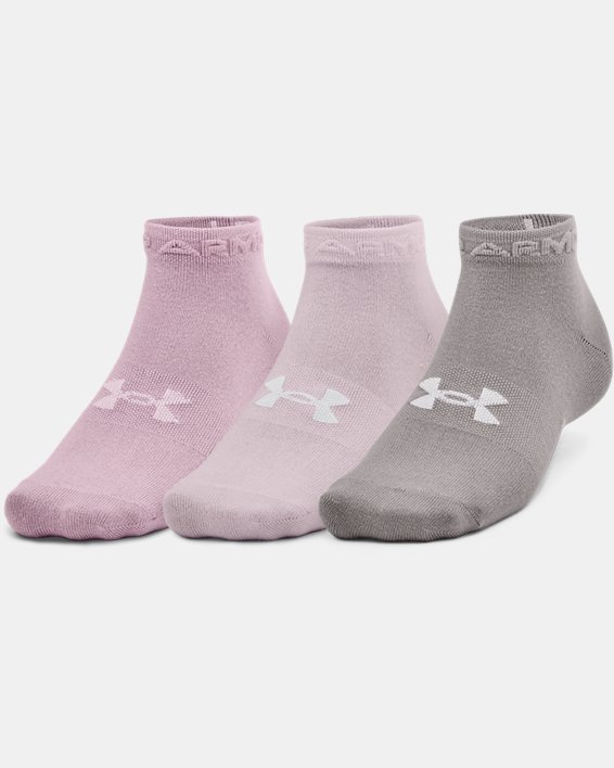 καλτσεσ Under Armour Unisex UA Essential Low Cut 3-Pack ανδρικα μωβ ροζ / γκρι | ZIKcSpQr1tT