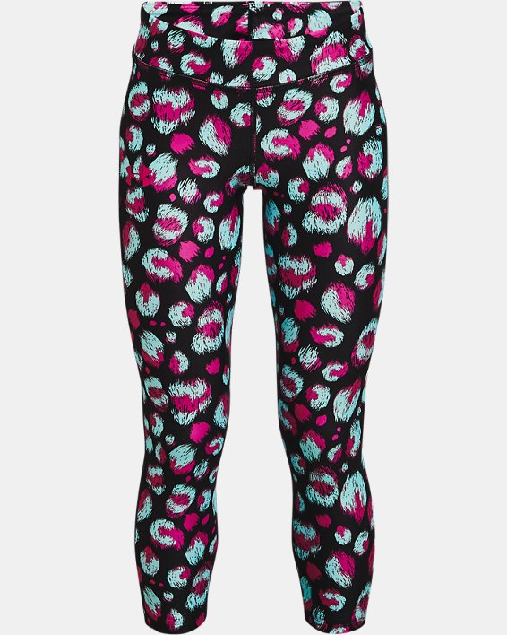 κολαν Under Armour HeatGear® Armour Printed Ankle Crop για κοριτσια μαυρα / τυρκουάζ | Nwmn1Wq2mNM