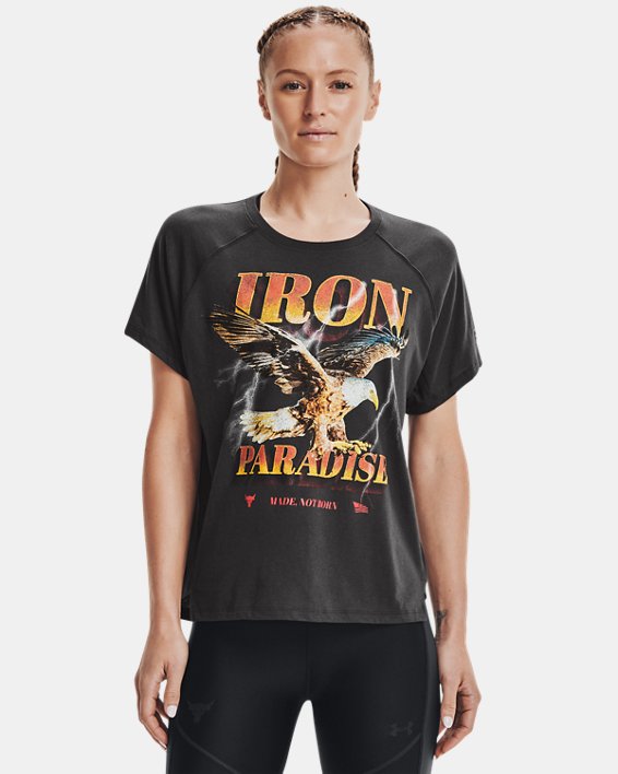 μπλουζακια για τρεξιμο Under Armour Project Rock Iron Paradise γυναικεια γκρι / κοκκινα | 3g7ShGNkU5