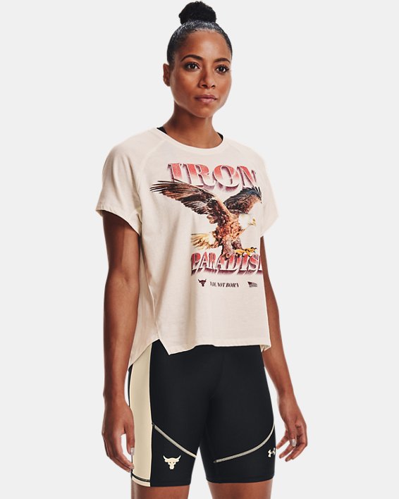 μπλουζακια για τρεξιμο Under Armour Project Rock Iron Paradise γυναικεια μαυρα ασπρα / κοκκινα | Uuq