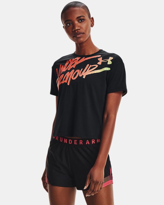 μπλουζακια για τρεξιμο Under Armour UA Chroma Graphic T-Shirt γυναικεια μαυρα | VVtbu1KV4xW
