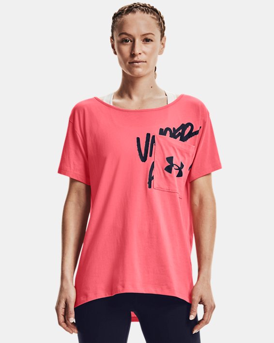 μπλουζακια για τρεξιμο Under Armour UA Oversized Wordmark Graphic T-Shirt γυναικεια σκουρο μπλε | 15