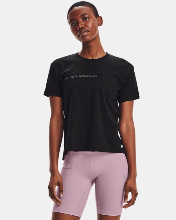 μπλουζακια για τρεξιμο Under Armour UA Pocket Mesh Graphic γυναικεια μαυρα / ασπρα | LYGy71A3zTa