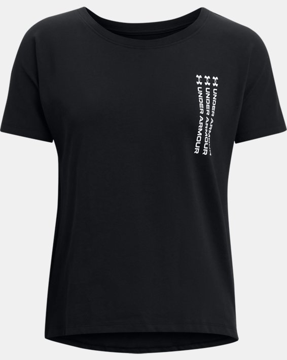μπλουζακια για τρεξιμο Under Armour UA Repeat Wordmark Graphic T-Shirt γυναικεια μαυρα / ασπρα | KYU