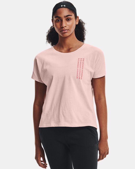 μπλουζακια για τρεξιμο Under Armour UA Repeat Wordmark Graphic T-Shirt γυναικεια ροζ / ροζ | YwvhUjc