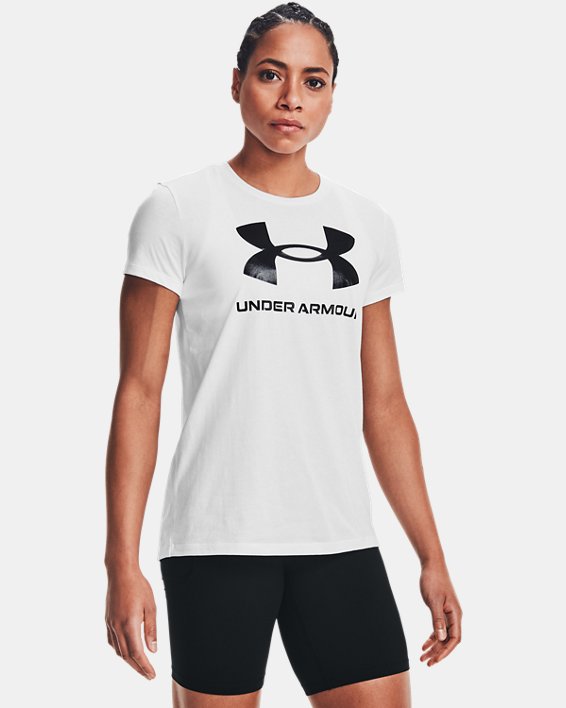μπλουζακια για τρεξιμο Under Armour UA Sportstyle Graphic γυναικεια ασπρα / μαυρα | HK3XnUV2WRR