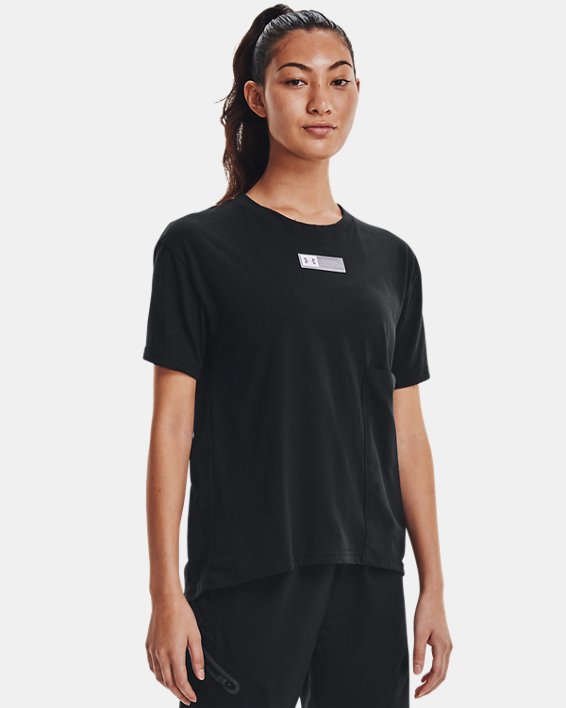 μπλουζακια για τρεξιμο Under Armour UA Woven Pocket T-Shirt γυναικεια μαυρα / ασπρα | wx5wQ4SQL45