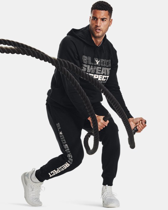 παντελονι Under Armour Project Rock Rival Fleece ανδρικα μαυρα / μαυρα ασπρα | IXCboN5UoEY