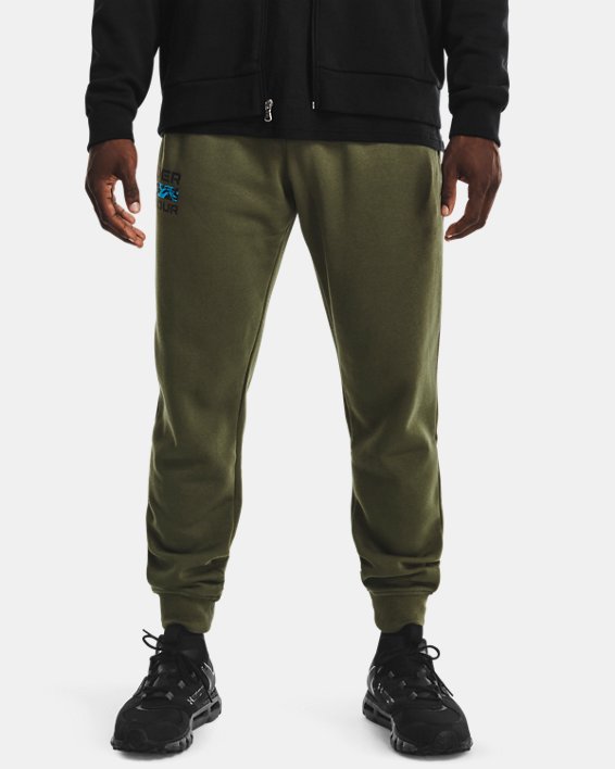 παντελονι jogger Under Armour UA Rival Fleece Signature ανδρικα μπλε πρασινο | iWr5hAk6EEP