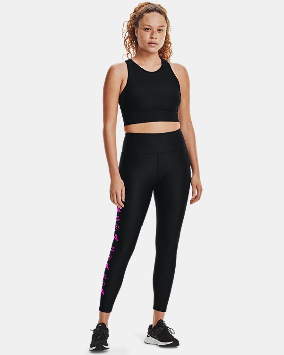 παντελονι για τρεξιμο Under Armour HeatGear® Armour No-Slip Waistband Graphic Ankle γυναικεια μαυρα