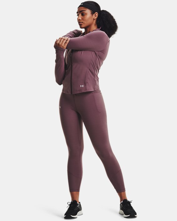 παντελονι για τρεξιμο Under Armour UA Meridian Rib Waistband Ankle γυναικεια γκρι μωβ / μεταλλικός α