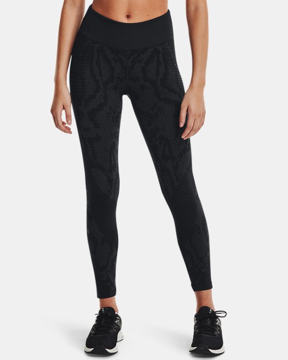 παντελονι για τρεξιμο Under Armour UA RUSH™ HeatGear® Seamless Ankle γυναικεια μαυρα / μεταλλικός ασ