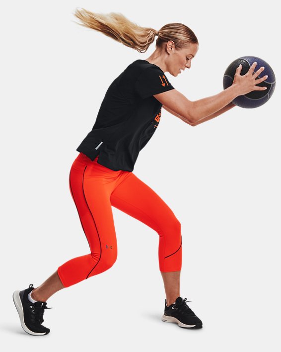παντελονι για τρεξιμο Under Armour UA RUSH™ HeatGear® No-Slip Waistband Pocket γυναικεια κοκκινα | j