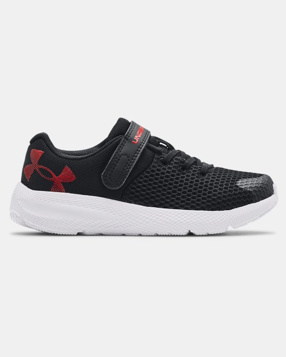 παπουτσια για τρεξιμο Under Armour Pre-School UA Pursuit 2 AC Big Logo για αγορια μαυρα / ασπρα | lu
