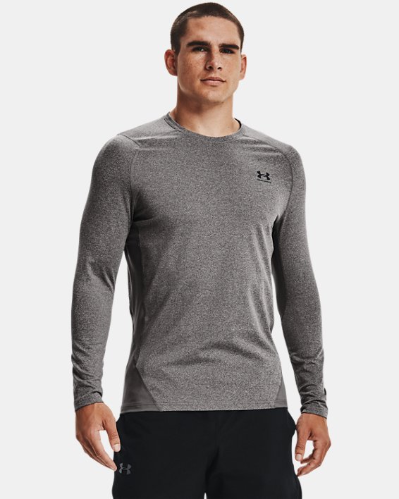 ρουχα για τρεξιμο Under Armour ColdGear® Fitted Crew ανδρικα γκρι μαυρα | 9SzW5Xi13PJ