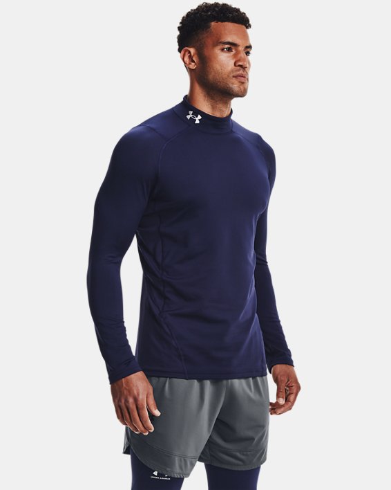 ρουχα για τρεξιμο Under Armour ColdGear® Fitted Mock ανδρικα σκουρο μπλε / ασπρα | LKfQExVkeZp