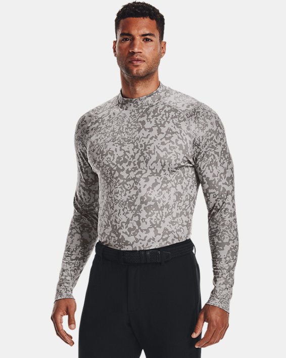 ρουχα για τρεξιμο Under Armour ColdGear® Infrared Printed Golf Mock ανδρικα γκρι | MonAZfdrP8S