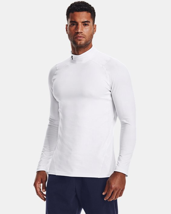 ρουχα για τρεξιμο Under Armour ColdGear® Fitted Mock ανδρικα ασπρα / μαυρα | OlcdXn1JpMI