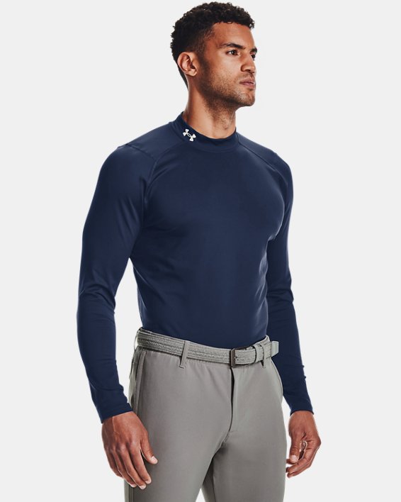 ρουχα για τρεξιμο Under Armour ColdGear® Infrared Golf Mock ανδρικα μεταλλικός ασημι | QfIzAsNf7kr