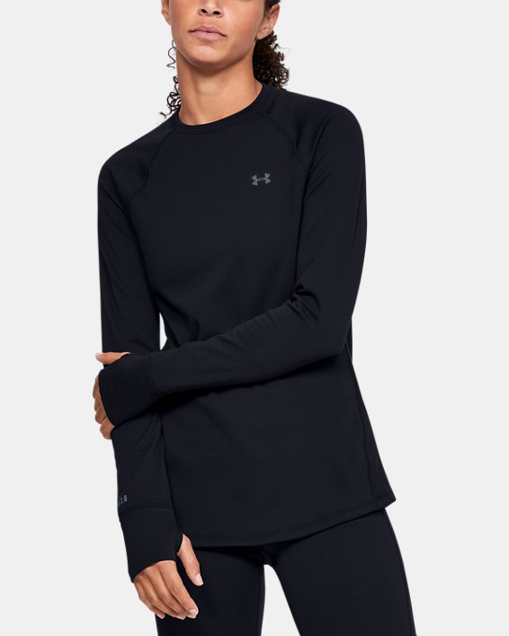 ρουχα για τρεξιμο Under Armour ColdGear® Base 2.0 Crew γυναικεια μαυρα / γκρι | ZcNU3kmcnck