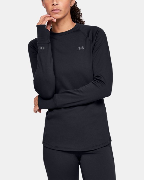 ρουχα για τρεξιμο Under Armour ColdGear® Base 3.0 Crew γυναικεια μαυρα / γκρι | diYWspGC4Nw
