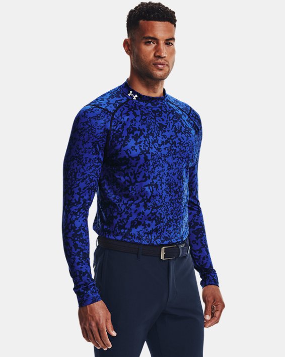 ρουχα για τρεξιμο Under Armour ColdGear® Infrared Printed Golf Mock ανδρικα μπλε ρουά | wwOcegN2jml