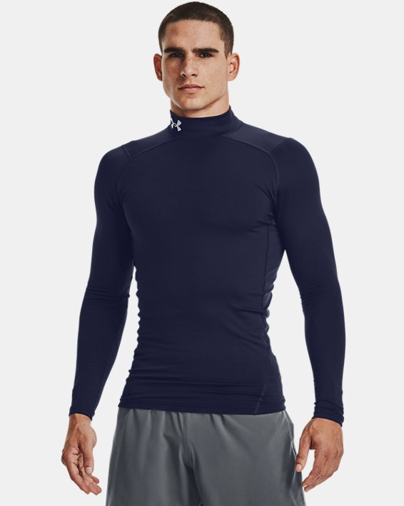 ρουχα για τρεξιμο Under Armour ColdGear® Compression Mock ανδρικα σκουρο μπλε / ασπρα | xIYreAZMm1s