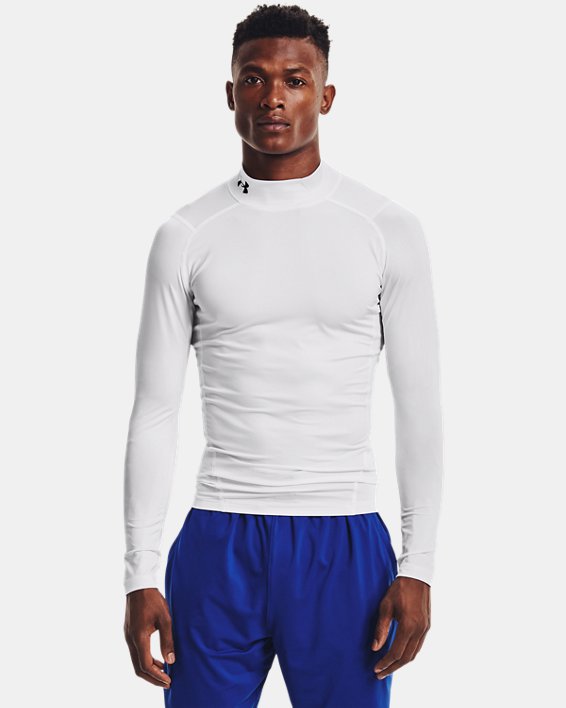 ρουχα για τρεξιμο Under Armour HeatGear® Mock ανδρικα ασπρα / μαυρα | 9RZYX74IUtt