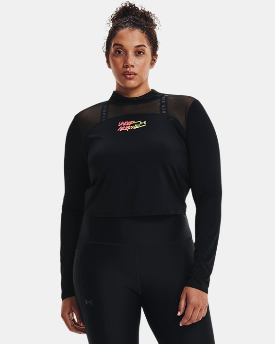 ρουχα για τρεξιμο Under Armour HeatGear® Crop Mock Neck γυναικεια μαυρα | Ojl74GnYmhX