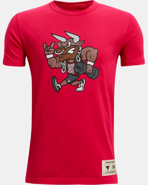 ρουχα για τρεξιμο Under Armour Project Rock Show Me Sweat για αγορια κοκκινα / μαυρα | 8Il2gRjIpTu