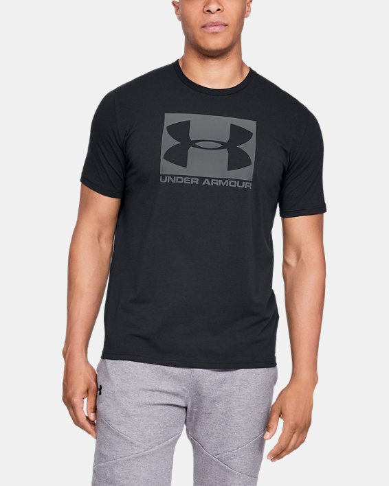 ρουχα για τρεξιμο Under Armour UA Boxed Sportstyle T-Shirt ανδρικα μαυρα / βαθυ γκρι | PTCT4FDrVUR