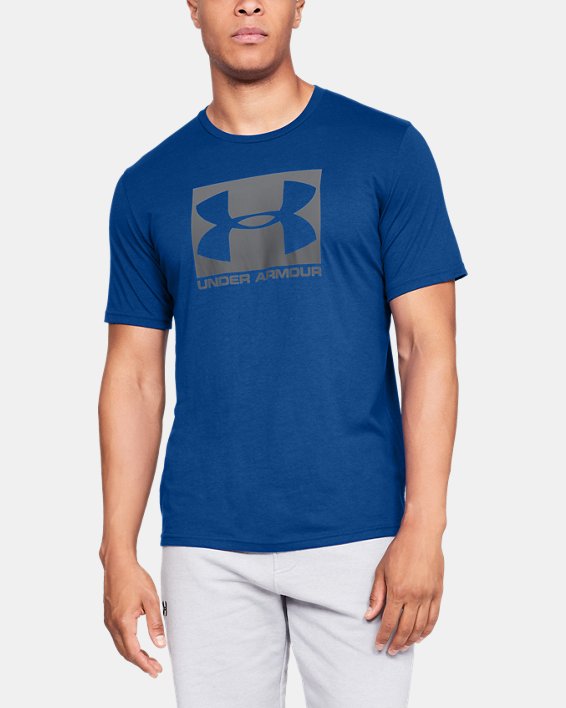 ρουχα για τρεξιμο Under Armour UA Boxed Sportstyle T-Shirt ανδρικα μπλε ρουά / βαθυ γκρι | XaHiZdClJ