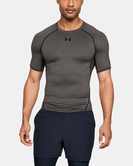 ρουχα για τρεξιμο Under Armour UA HeatGear® Armour Compression Shirt ανδρικα σκούρο γκρι / μαυρα | e