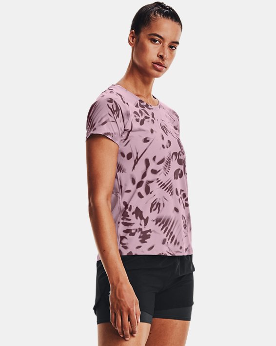 ρουχα για τρεξιμο Under Armour UA Iso-Chill 200 Print γυναικεια μωβ ροζ / γκρι μωβ | UxFtBVYVBc4