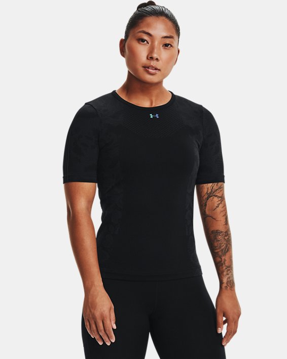 ρουχα για τρεξιμο Under Armour UA RUSH™ HeatGear® Seamless γυναικεια μαυρα / μεταλλικός ασημι | Scsf