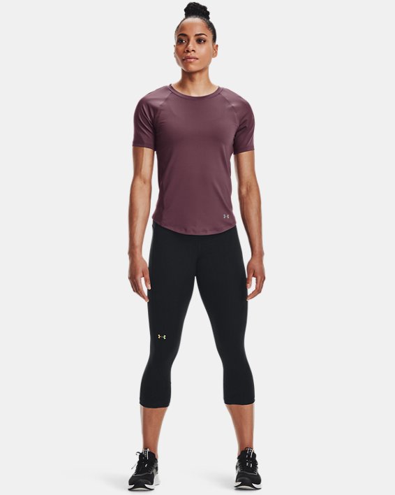 ρουχα για τρεξιμο Under Armour UA RUSH™ HeatGear® Mesh γυναικεια γκρι μωβ / μεταλλικός ασημι | ZEPN6