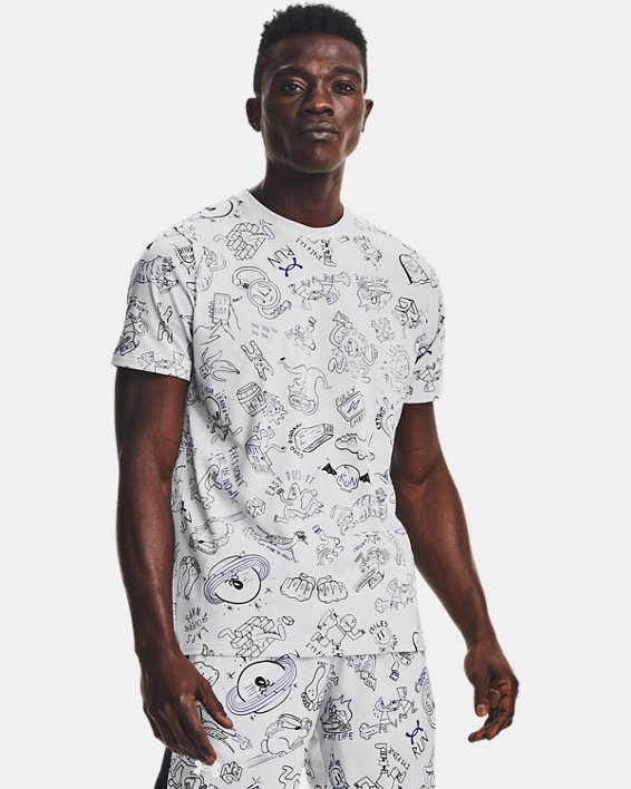 ρουχα για τρεξιμο Under Armour UA Run Your Face Off Print ανδρικα γκρι / μαυρα | GN67EgZtjFd