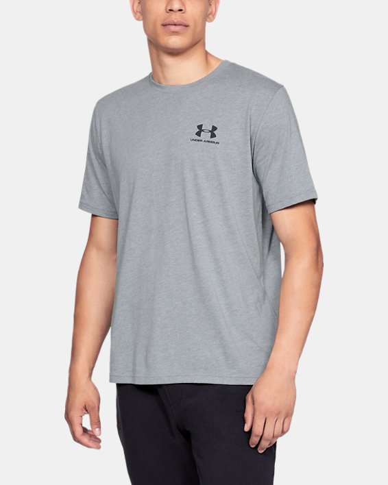 ρουχα για τρεξιμο Under Armour UA Sportstyle Left Chest Shirt ανδρικα γκρι μαυρα | 4JqbWCcsvi1