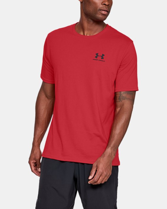 ρουχα για τρεξιμο Under Armour UA Sportstyle Left Chest Shirt ανδρικα κοκκινα / μαυρα | BM6vkLYxajI