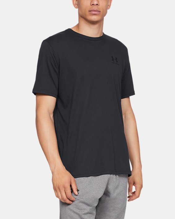 ρουχα για τρεξιμο Under Armour UA Sportstyle Left Chest Shirt ανδρικα μαυρα | MQ6r3bam6zu
