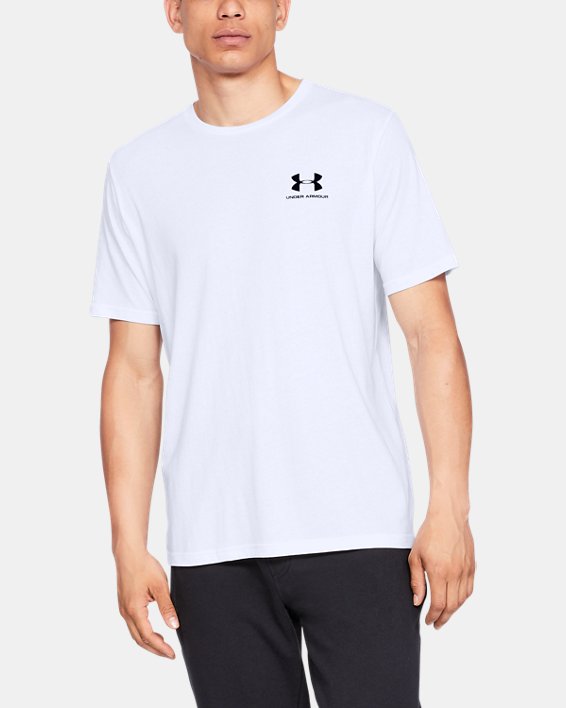 ρουχα για τρεξιμο Under Armour UA Sportstyle Left Chest Shirt ανδρικα ασπρα / μαυρα | PFJxcM9cjAm