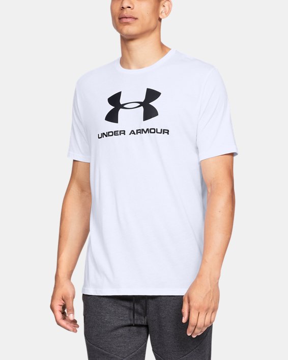 ρουχα για τρεξιμο Under Armour UA Sportstyle Logo ανδρικα ασπρα / μαυρα | PHStzUZ99tM