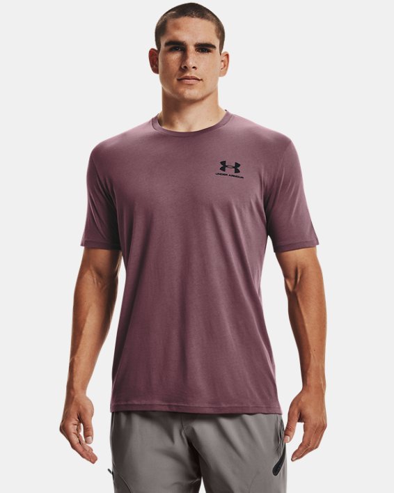 ρουχα για τρεξιμο Under Armour UA Sportstyle Left Chest Shirt ανδρικα γκρι μωβ / μαυρα | iWWlfAXxwao