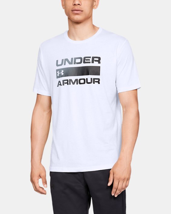ρουχα για τρεξιμο Under Armour UA Team Issue Wordmark ανδρικα ασπρα / μαυρα | XPg1E5YPE6l