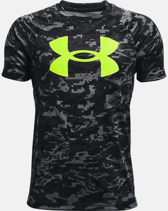 ρουχα για τρεξιμο Under Armour UA Tech™ Big Logo Printed για αγορια μαυρα / κίτρινα | 77MgRUoANEg